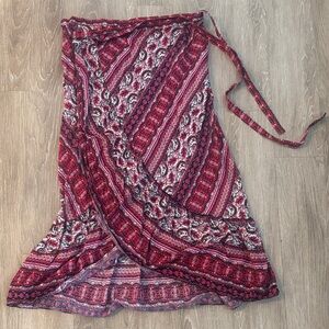 Bohemian Red and Pink Wrap Skirt